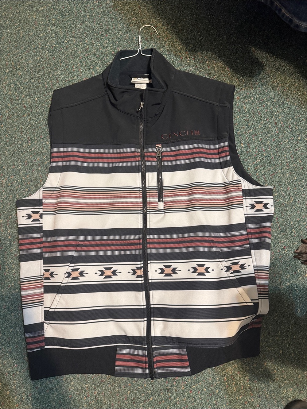 Cinch Men's Black, Cream & Rust Southwest Stripe Vest